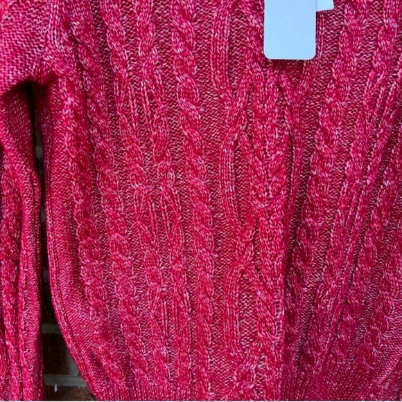 Olivia Sky Cutout Metallic Cable Knit Pullover Sweater Red Women's Sz Large NWT. - Picture 6 of 11